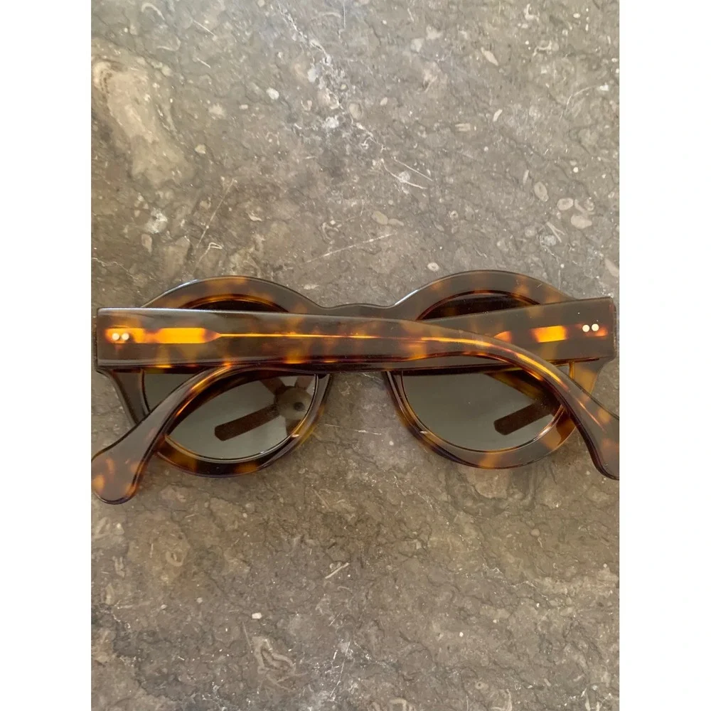 Antica Occhialeria Jauny 47 Tortoise Round Sunglasses Handcrafted In Florence